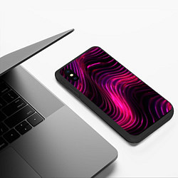 Чехол iPhone XS Max матовый Неоновая яркая геометрическая абстракция со светом, цвет: 3D-черный — фото 2