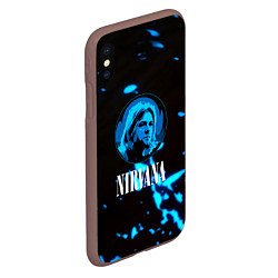 Чехол iPhone XS Max матовый Nirvana рок бенд краски, цвет: 3D-коричневый — фото 2