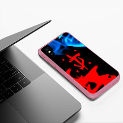 Чехол iPhone XS Max матовый Doom logo битва огней, цвет: 3D-малиновый — фото 2