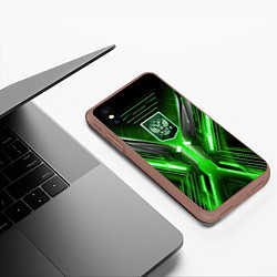 Чехол iPhone XS Max матовый Кибернетически-патриотический костюм с Гербом Росс, цвет: 3D-коричневый — фото 2