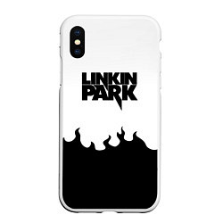 Чехол iPhone XS Max матовый Linkin park rock fire, цвет: 3D-белый