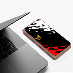 Чехол iPhone XS Max матовый Герб РФ краски текстура абстрактные, цвет: 3D-коричневый — фото 2