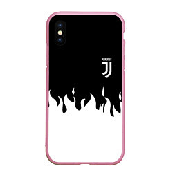 Чехол iPhone XS Max матовый Juventus fire, цвет: 3D-розовый