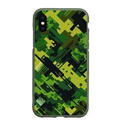 Чехол iPhone XS Max матовый Camouflage - pattern ai art, цвет: 3D-темно-зеленый