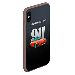 Чехол iPhone XS Max матовый Porsche 911 немецкий спортивный автомобиль, цвет: 3D-коричневый — фото 2