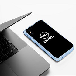 Чехол iPhone XS Max матовый Opel logo white, цвет: 3D-голубой — фото 2