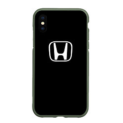 Чехол iPhone XS Max матовый Honda white logo, цвет: 3D-темно-зеленый