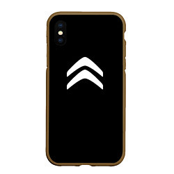 Чехол iPhone XS Max матовый Citroen white logo, цвет: 3D-коричневый