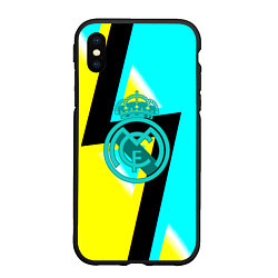 Чехол iPhone XS Max матовый Real madrid fc geometry, цвет: 3D-черный