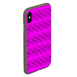 Чехол iPhone XS Max матовый Геометрический узор цвета фуксия, цвет: 3D-темно-зеленый — фото 2