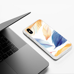 Чехол iPhone XS Max матовый Акварельные перья, цвет: 3D-белый — фото 2