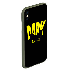 Чехол iPhone XS Max матовый Черный кот светящиеся глаза - dark, цвет: 3D-темно-зеленый — фото 2