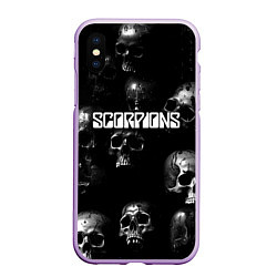 Чехол iPhone XS Max матовый Scorpions logo rock group, цвет: 3D-сиреневый