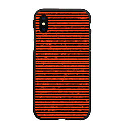 Чехол iPhone XS Max матовый Чёрно-оранжевый полосатый
