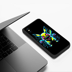 Чехол iPhone XS Max матовый Pikachu and skeletons - neon glow ai art, цвет: 3D-черный — фото 2