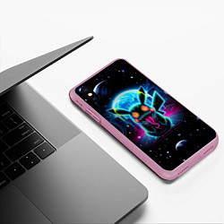 Чехол iPhone XS Max матовый Пикачу в космосе - ужас, цвет: 3D-розовый — фото 2