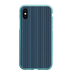 Чехол iPhone XS Max матовый Чёрно-синий полосы в горошек