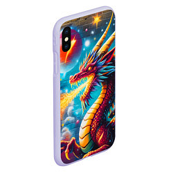 Чехол iPhone XS Max матовый Космический дракон - граффити, цвет: 3D-светло-сиреневый — фото 2