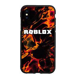 Чехол iPhone XS Max матовый Roblox red lava, цвет: 3D-черный