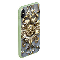 Чехол iPhone XS Max матовый Классические узоры бело-золотые узоры, цвет: 3D-салатовый — фото 2
