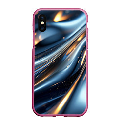 Чехол iPhone XS Max матовый Синяя обтекаемая текстура, цвет: 3D-малиновый