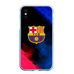 Чехол iPhone XS Max матовый Barcelona fc club gradient smoke, цвет: 3D-голубой