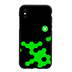 Чехол iPhone XS Max матовый Minecraft game creeper, цвет: 3D-черный