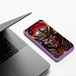 Чехол iPhone XS Max матовый Самурай нечеловек свирепый, цвет: 3D-фиолетовый — фото 2