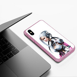 Чехол iPhone XS Max матовый Cyber warrior Barbie - ai art fantasy, цвет: 3D-розовый — фото 2