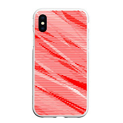 Чехол iPhone XS Max матовый Полосатый красно-белый