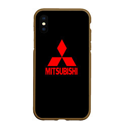 Чехол iPhone XS Max матовый Mitsubishi red logo, цвет: 3D-коричневый