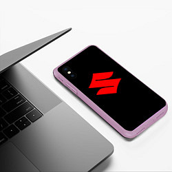 Чехол iPhone XS Max матовый Suzuki red logo, цвет: 3D-сиреневый — фото 2