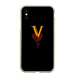 Чехол iPhone XS Max матовый Valentinos logo Cyberpunk, цвет: 3D-салатовый