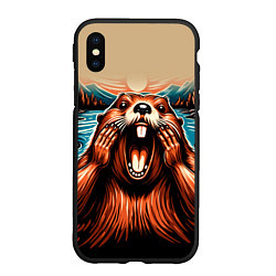 Чехол iPhone XS Max матовый Крик бобра, цвет: 3D-черный