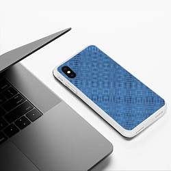 Чехол iPhone XS Max матовый Тёмно-голубой текстурированный, цвет: 3D-белый — фото 2