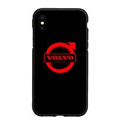 Чехол iPhone XS Max матовый Volvo red logo auto, цвет: 3D-черный