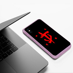 Чехол iPhone XS Max матовый Doom logo red, цвет: 3D-сиреневый — фото 2