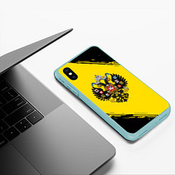 Чехол iPhone XS Max матовый Российская империя текстура, цвет: 3D-мятный — фото 2