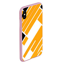 Чехол iPhone XS Max матовый Жёлтые широкие линии на белом фоне, цвет: 3D-розовый — фото 2