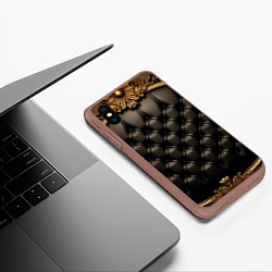 Чехол iPhone XS Max матовый Лакшери текстура из натуральной кожи, цвет: 3D-коричневый — фото 2