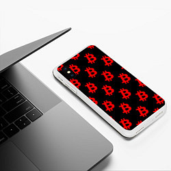 Чехол iPhone XS Max матовый Bitcoin red logo money, цвет: 3D-белый — фото 2