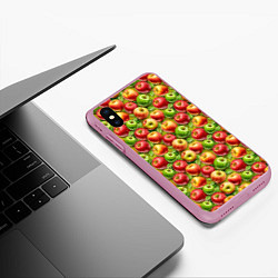 Чехол iPhone XS Max матовый Ароматные сочные яблоки, цвет: 3D-розовый — фото 2