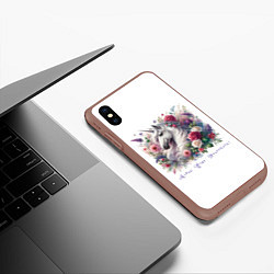 Чехол iPhone XS Max матовый Мечтай цвети вдохновляй, цвет: 3D-коричневый — фото 2