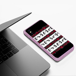 Чехол iPhone XS Max матовый Кокопелли индейцев хайда, цвет: 3D-сиреневый — фото 2