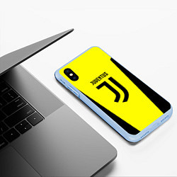 Чехол iPhone XS Max матовый Juventus sport geometry yellow, цвет: 3D-голубой — фото 2