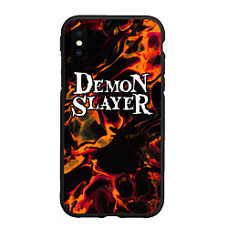 Чехол iPhone XS Max матовый Demon Slayer red lava