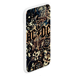 Чехол iPhone XS Max матовый AC DC на фоне викингов рун воронов и черепов, цвет: 3D-белый — фото 2