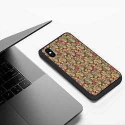 Чехол iPhone XS Max матовый Совы в листьях и цветах, цвет: 3D-черный — фото 2