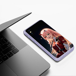 Чехол iPhone XS Max матовый Милый во франксе - zero two, цвет: 3D-светло-сиреневый — фото 2