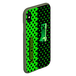 Чехол iPhone XS Max матовый Minecraft creeper pattern, цвет: 3D-темно-зеленый — фото 2